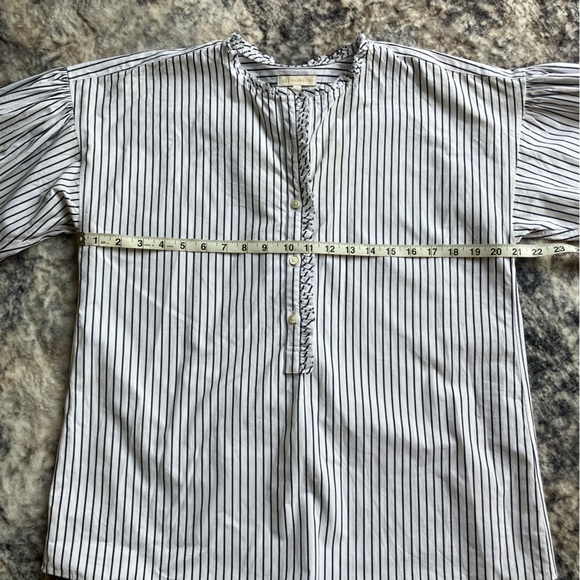 ANN MASHBURN stripped half button down blouse - Picture 4 of 4